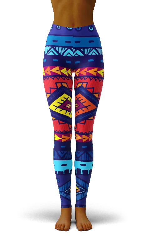 Afro African Kente Blue Print Legging