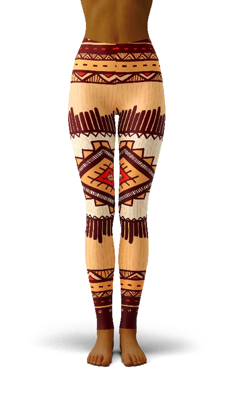 Afro African Kente Brown Print Legging