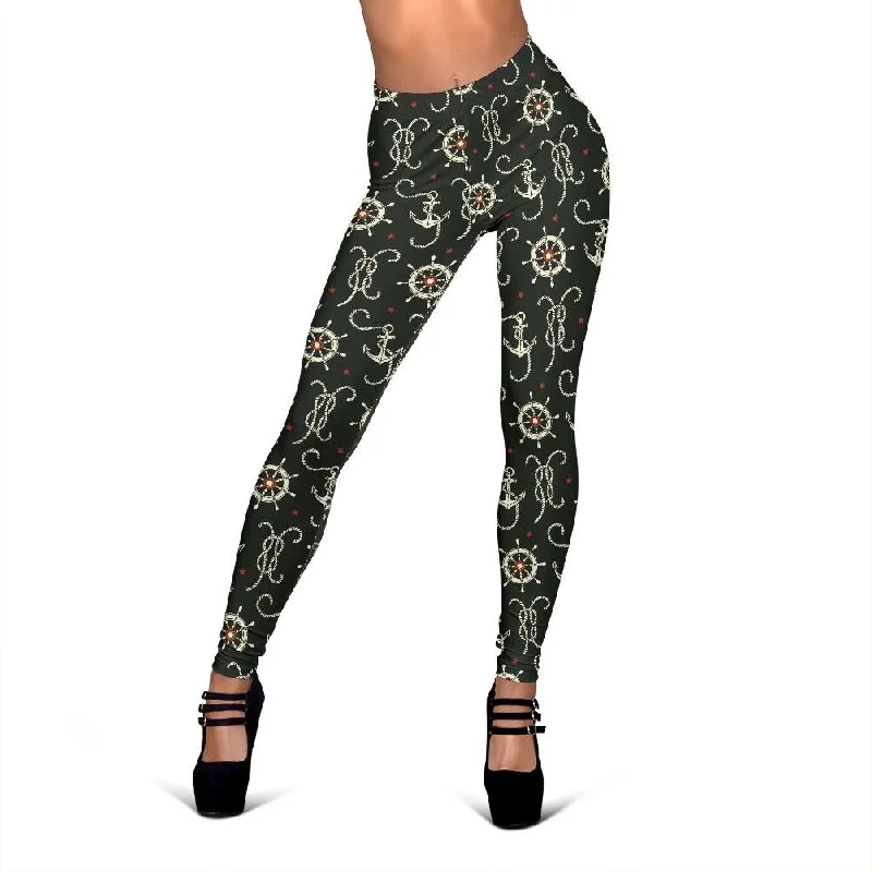 Anchor Nautical Pattern Print Women Leggings