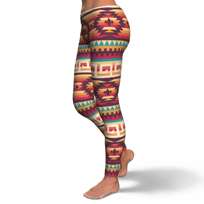 Aztec Native American Tribal Navajo Indians Print Pattern Women Leggings