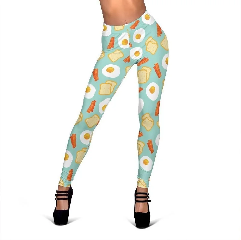 Bacon Egg Bread Pattern Print Women Leggings