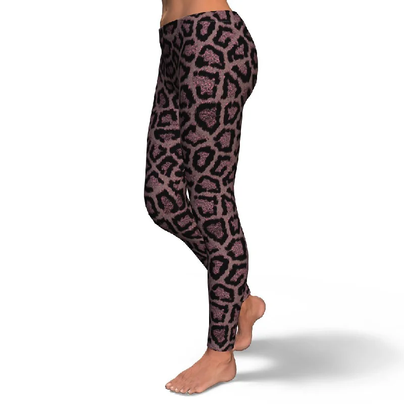 Brown Cheetah Leopard Pattern Print Pattern Women Leggings