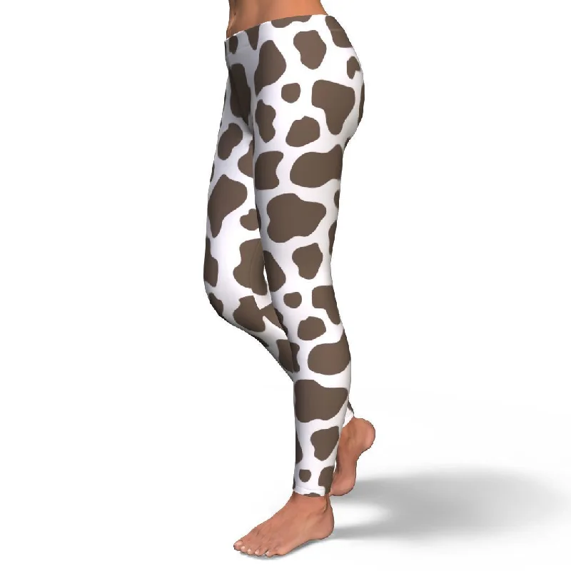 Brown Cow Pattern Print Pattern Women Leggings