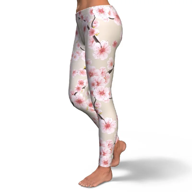 Cherry Blossom Sakura Pattern Print Pattern Women Leggings