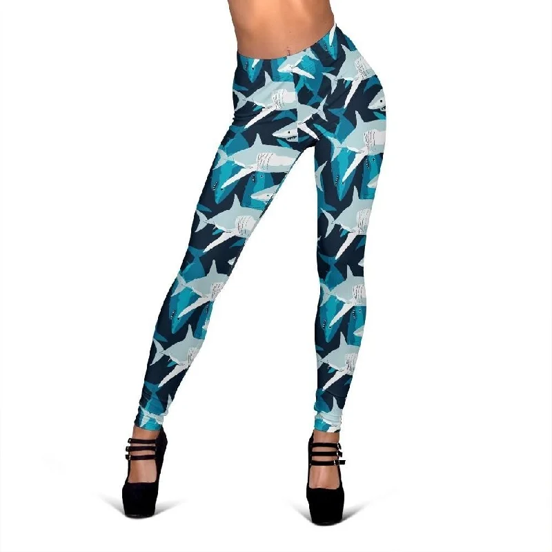 Circling Shark Print Pattern Women Leggings