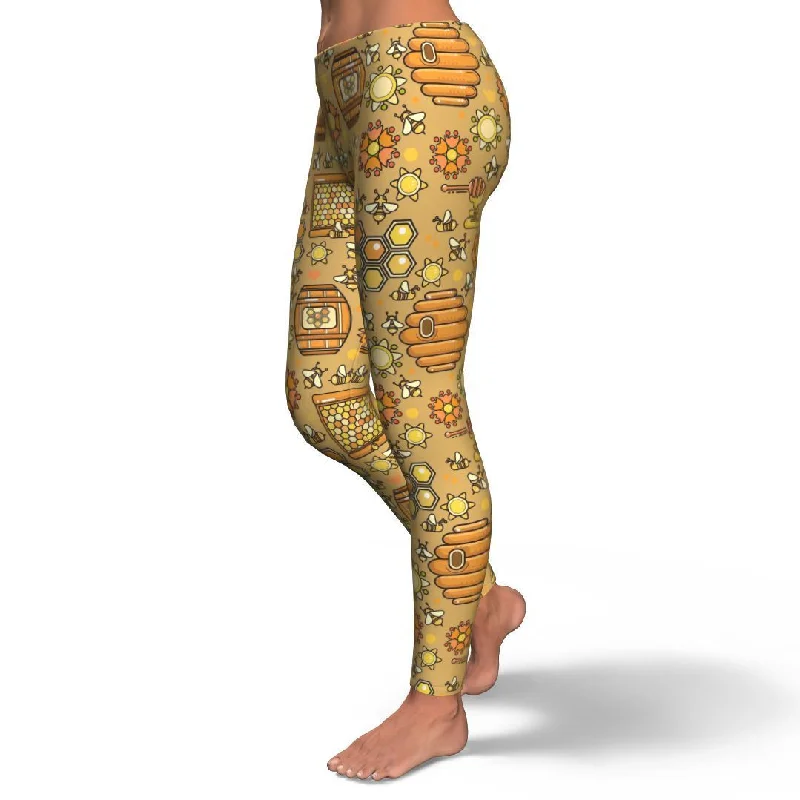 Cute Bee Honey Gifts Pattern Print Pattern Women Leggings