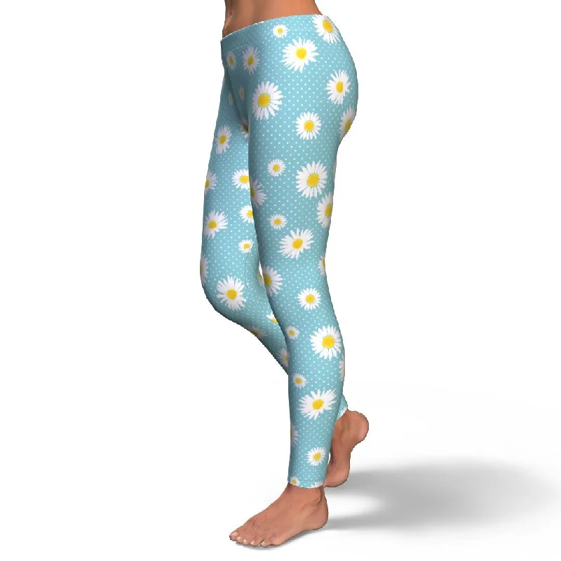 Cute Daisy Polkadot Pattern Print Pattern Women Leggings