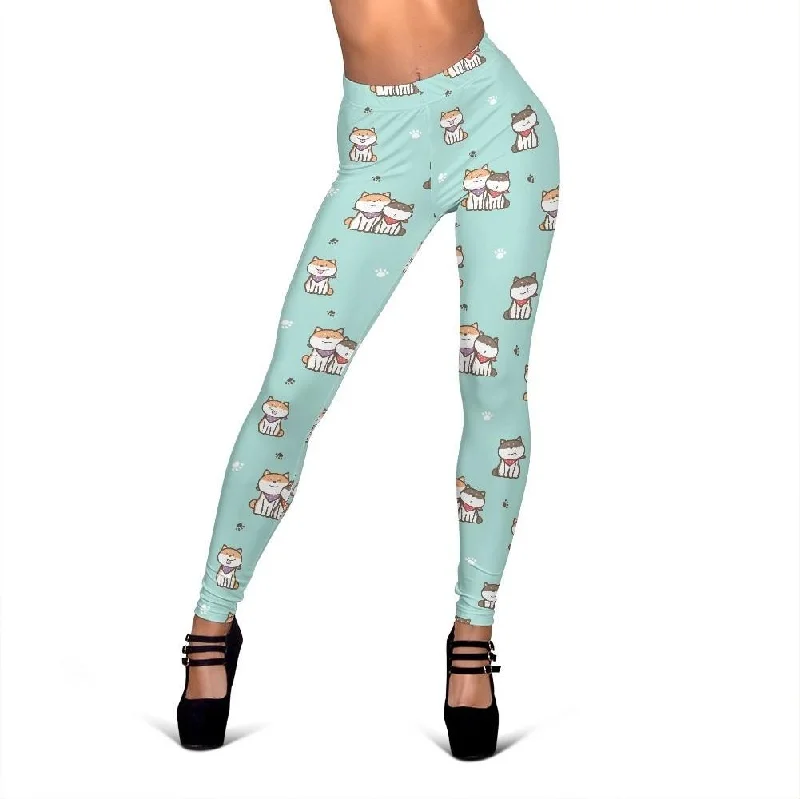 Dog Pupppy Shiba Inu Print Pattern Women Leggings