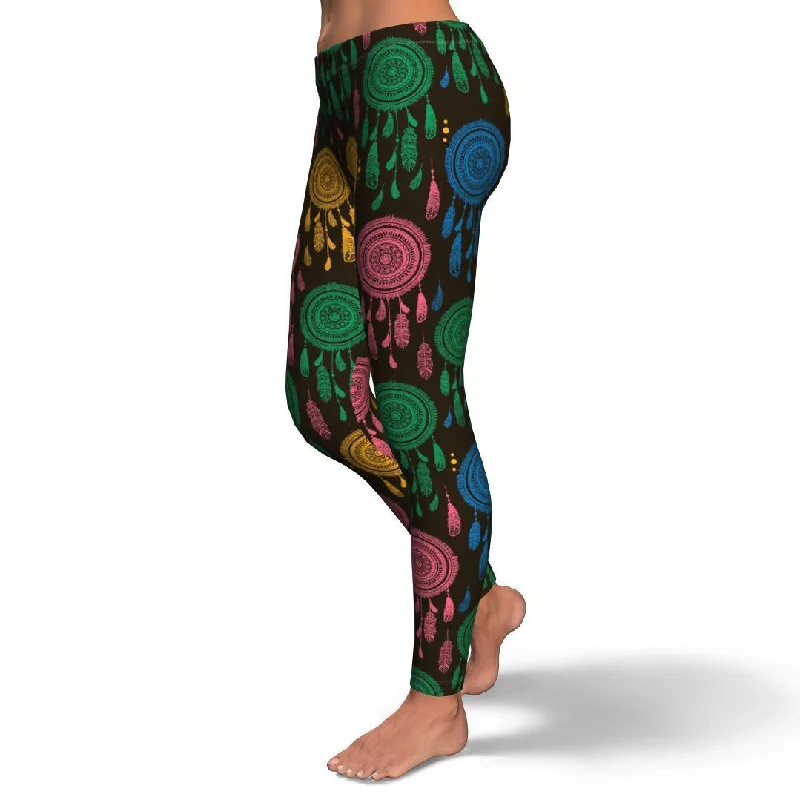 Dream Catcher Colorful Feather Pattern Print Pattern Women Leggings