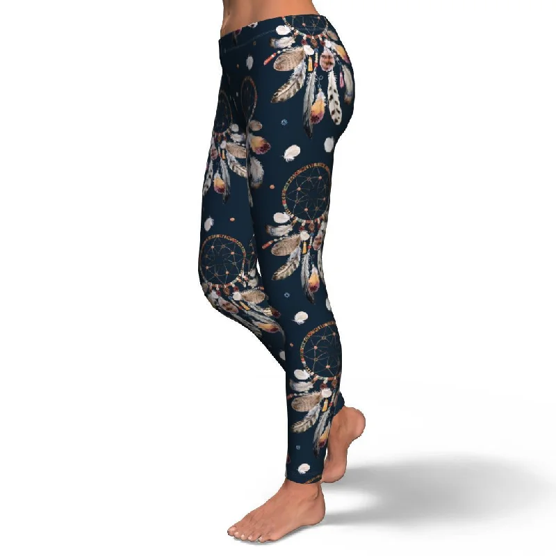 Feather Dream Catcher Boho Pattern Print Pattern Women Leggings