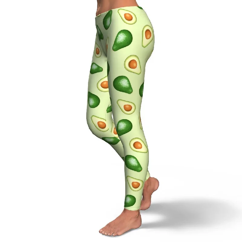 Green Avocado Pattern Print Pattern Women Leggings