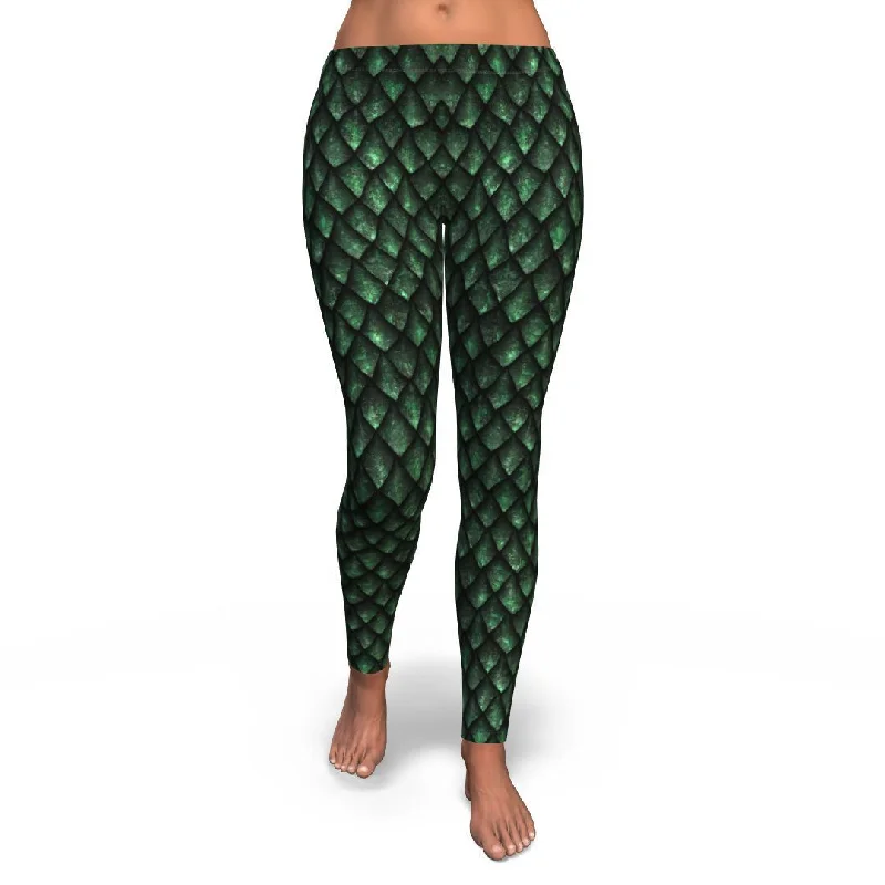 Green Egg Skin Dragon Pattern Print Pattern Women Leggings