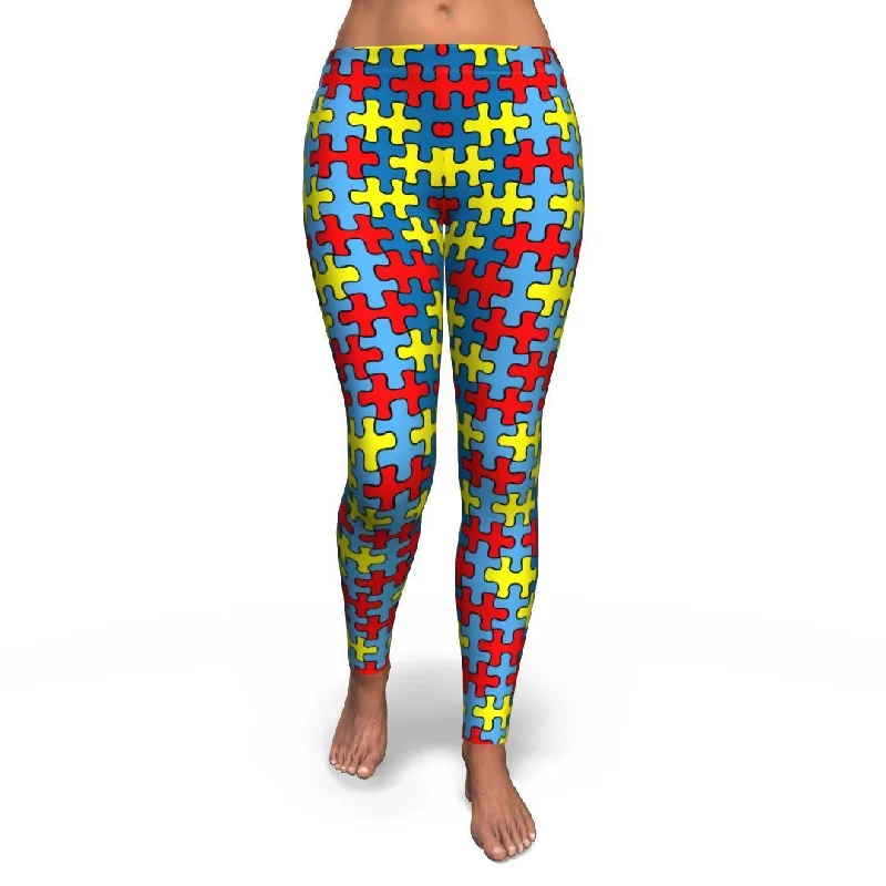 Merchandise Autism Awareness Pattern Print Pattern Women Leggings