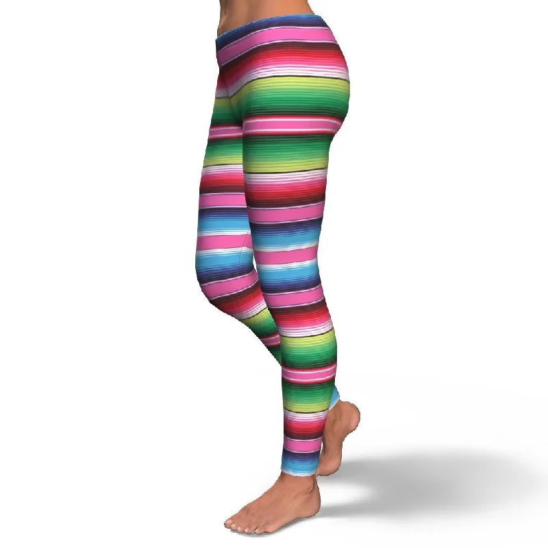 Mexican Blanket Baja Serape Pattern Print Pattern Women Leggings