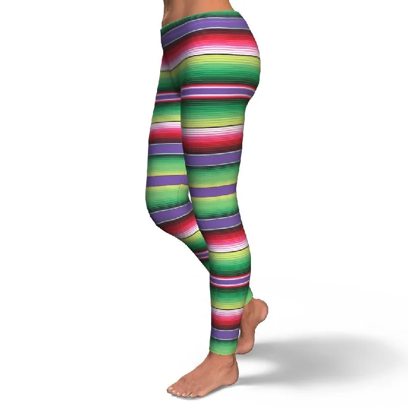 Mexican Serape Blanket Baja Pattern Print Pattern Women Leggings