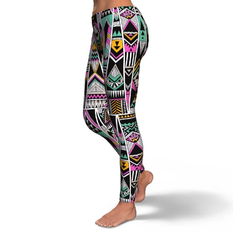 Native American Aztec Tribal Navajo Indians Print Pattern Women Leggings