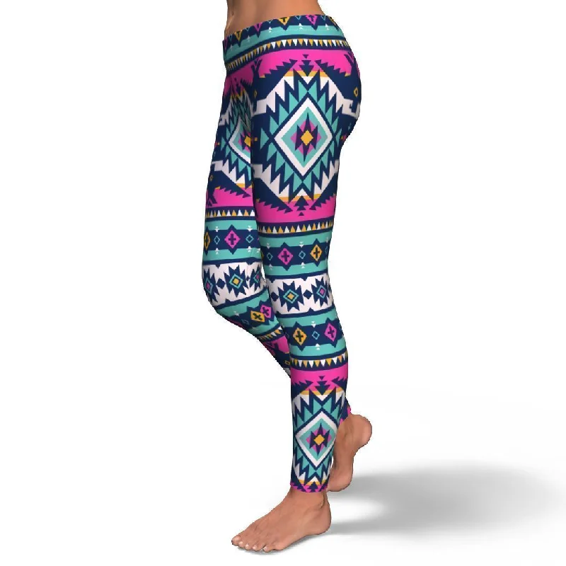 Native American Tribal Navajo Indians Aztec Print Pattern Women Leggings