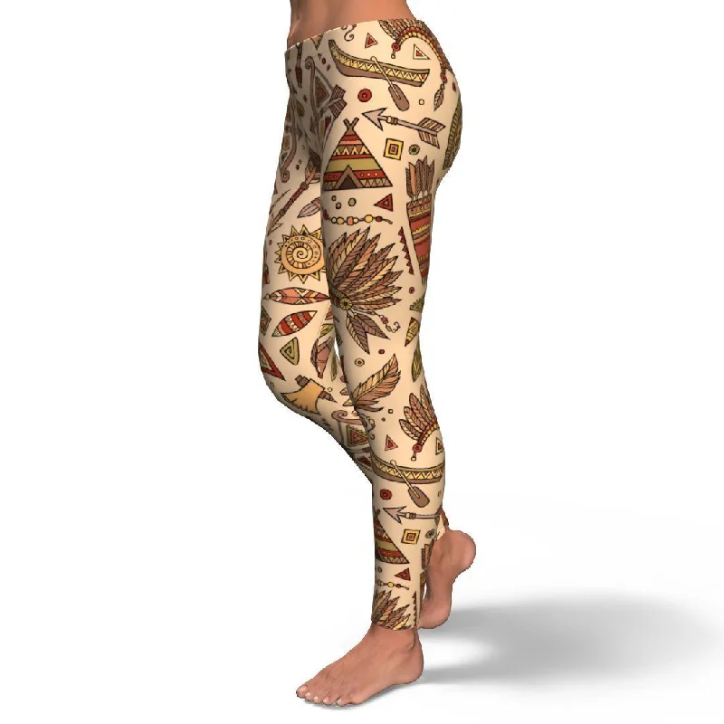 Navajo Tribal Aztec Native Indians American Print Pattern Women Leggings