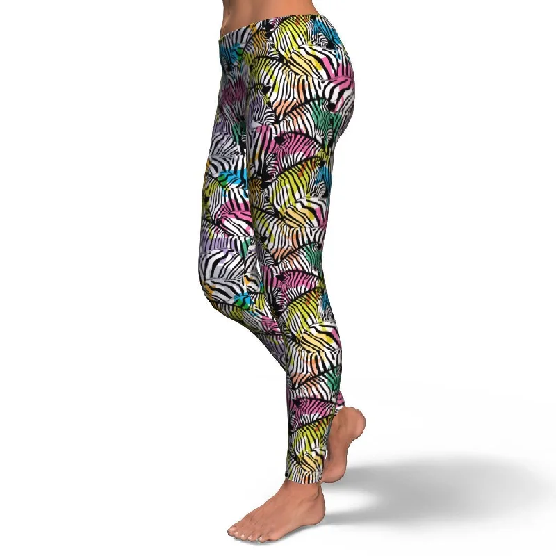 Neon Zebra Pattern Print Pattern Women Leggings