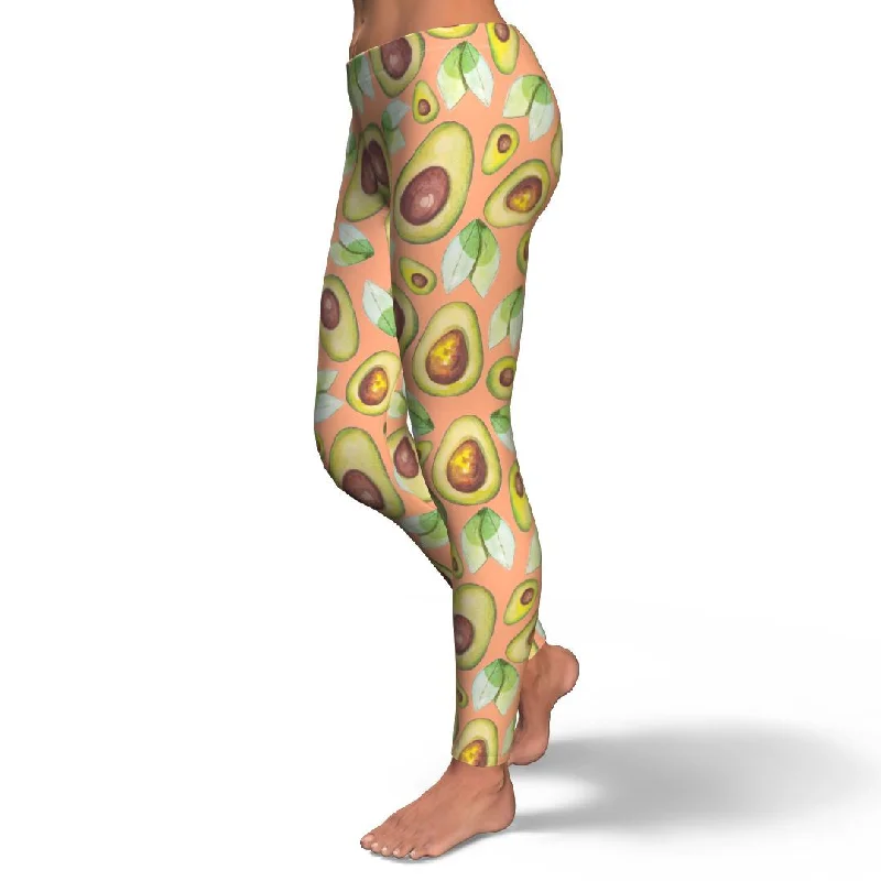 Orange Avocado Pattern Print Pattern Women Leggings