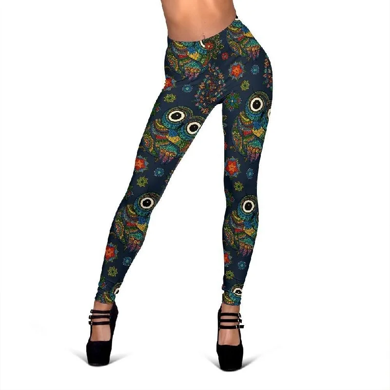 Ornamental Owl Print Pattern Women Leggings