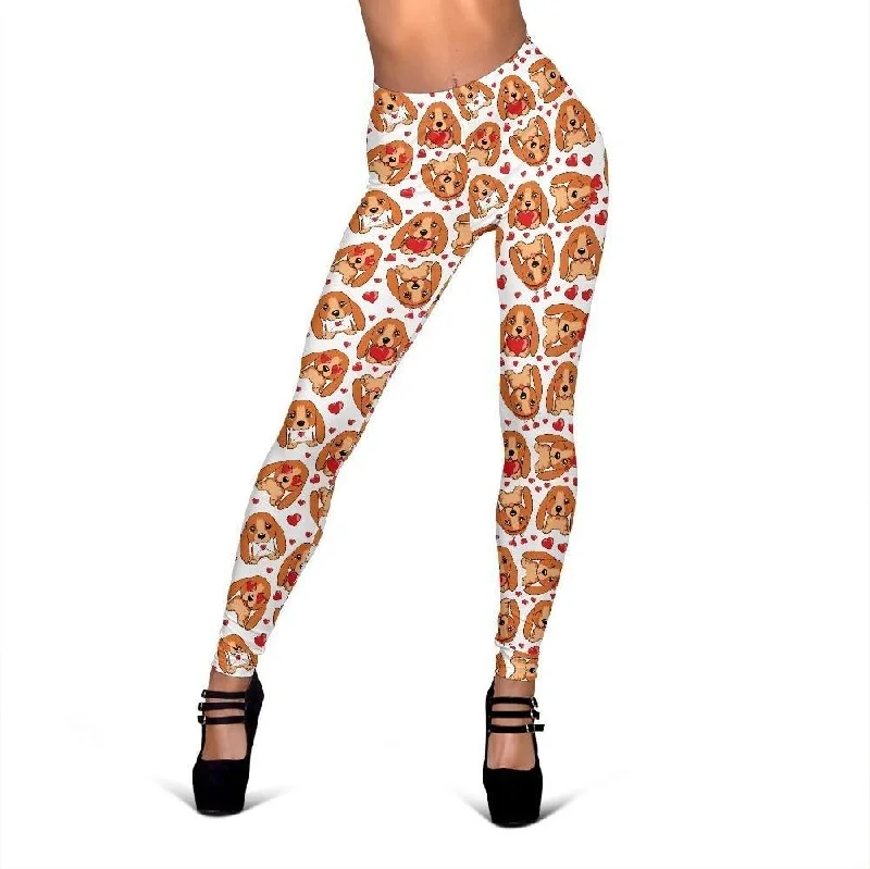 Pattern Print Basset Hound Dog Women Leggings