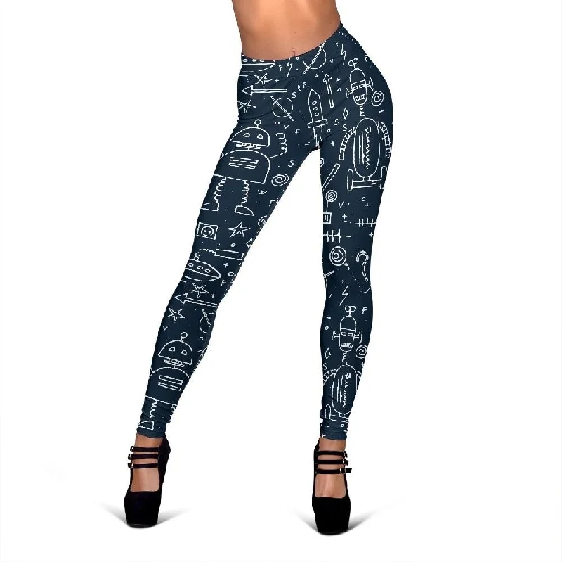 Pattern Print Cyborg Robot Print Pattern Women Leggings