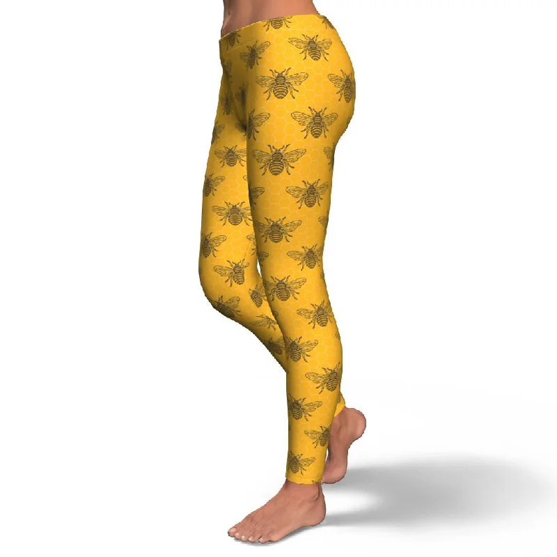 Pattern Print Honey Bee Diagram Gifts Pattern Women Leggings