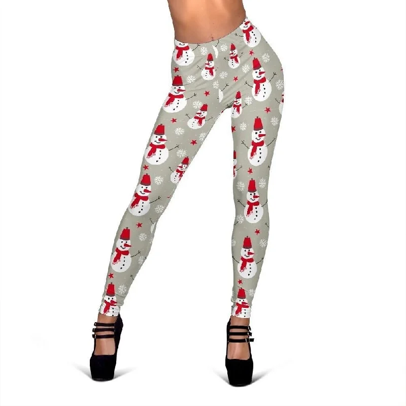 Pattern Print Snowflake Snowman Print Pattern Women Leggings