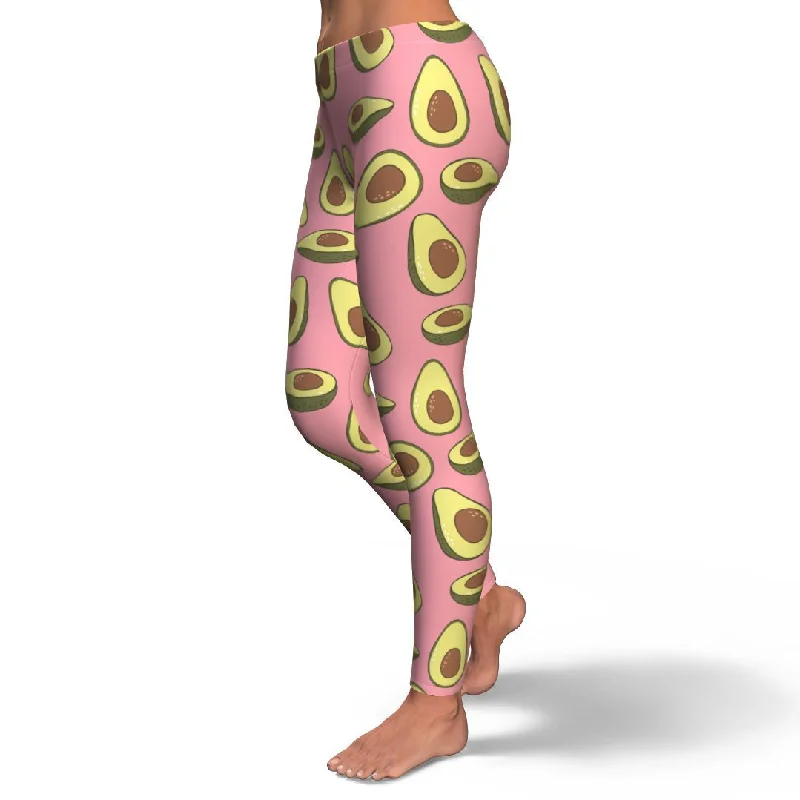 Pink Avocado Pattern Print Pattern Women Leggings