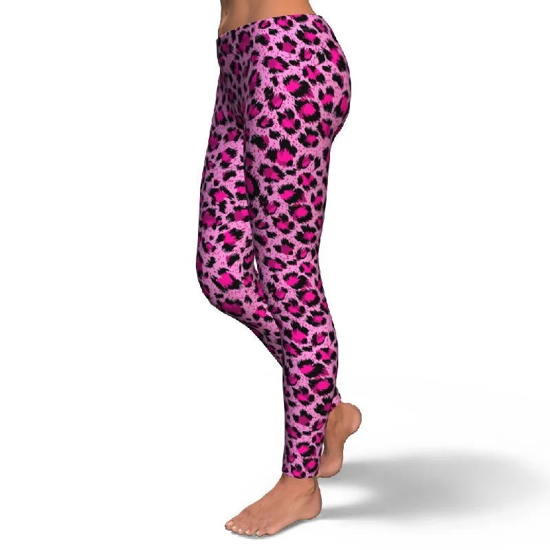 Pink Cheetah Leopard Pattern Print Pattern Women Leggings