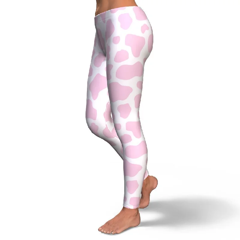 Pink Cow Pattern Print Pattern Women Leggings