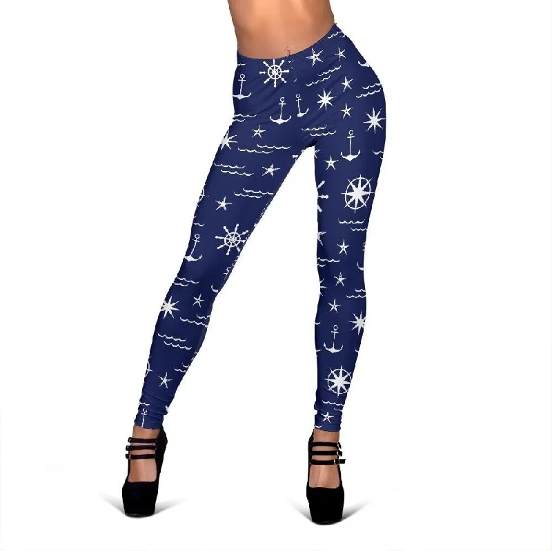 Print Pattern Anchor Nautical Women Leggings