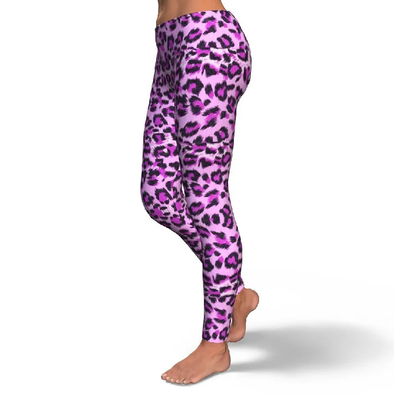 Purple Cheetah Leopard Pattern Print Pattern Women Leggings