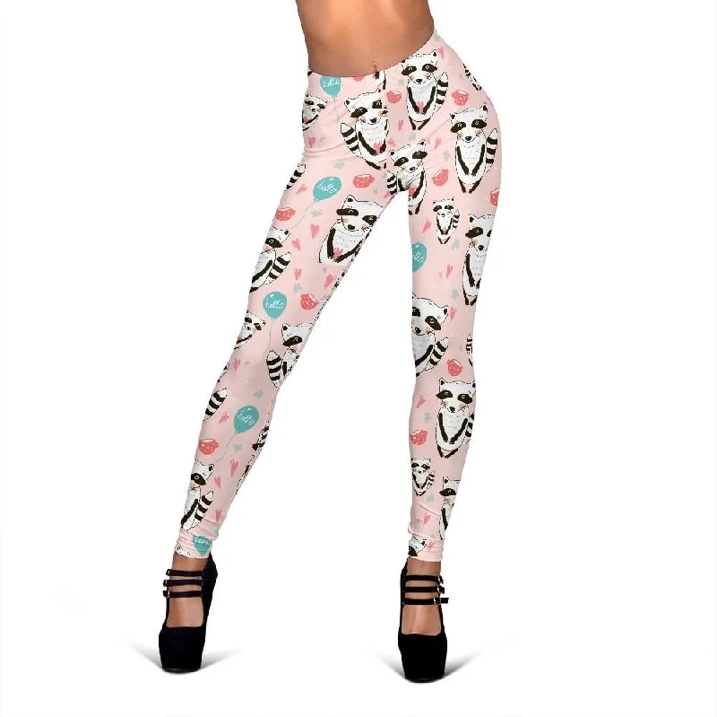 Raccoon Pattern Print Print Pattern Women Leggings