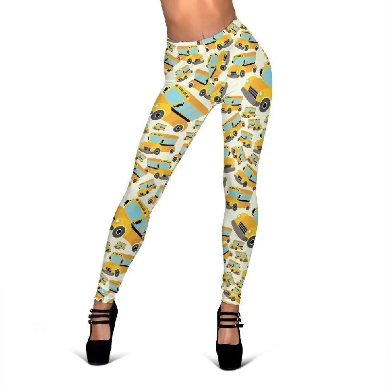 School Bus Print Pattern Women Leggings