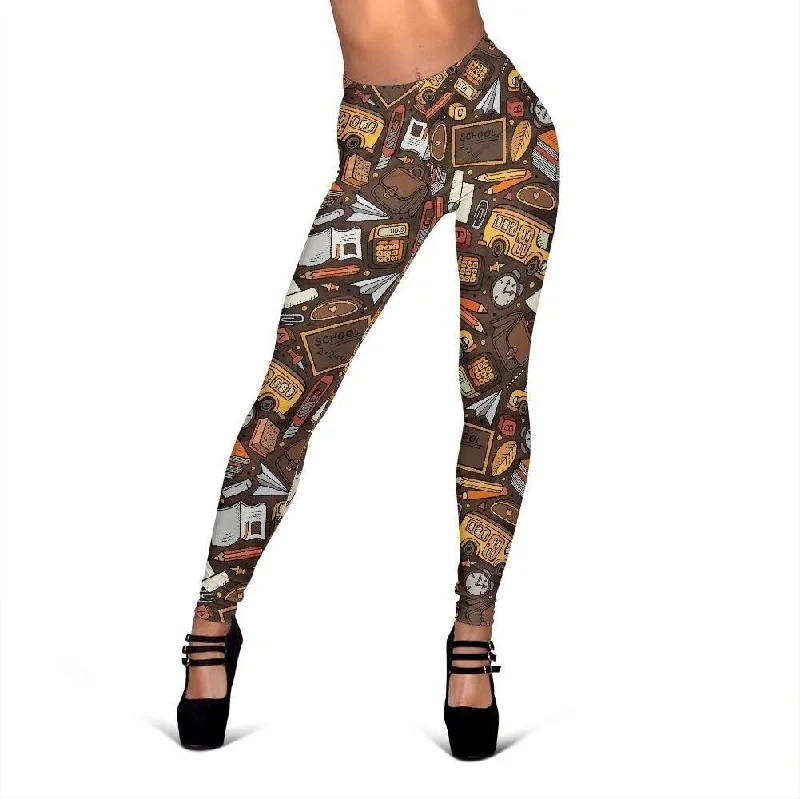 School Bus Teacher Print Pattern Women Leggings