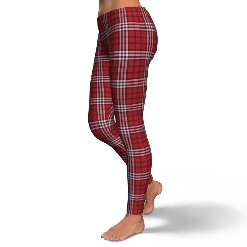 Scottish Tartan Royal Stewart Red Plaids Pattern Women Leggings