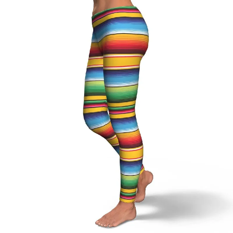 Serape Baja Mexican Blanket Pattern Print Pattern Women Leggings