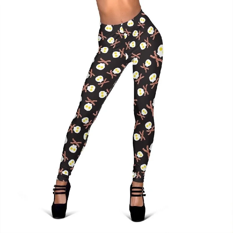 Skull Bacon Egg Pattern Print Women Leggings