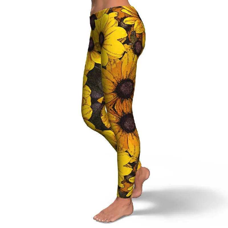 Sunflower Print Pattern Pattern Women Leggings