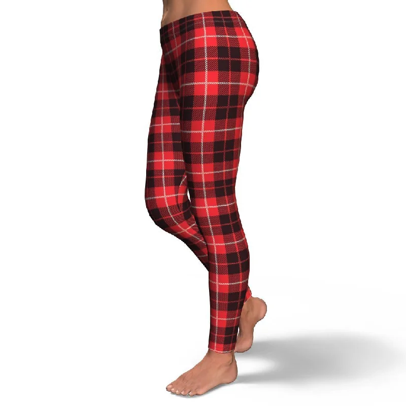 Tartan Scottish Royal Stewart Red Plaids Pattern Women Leggings