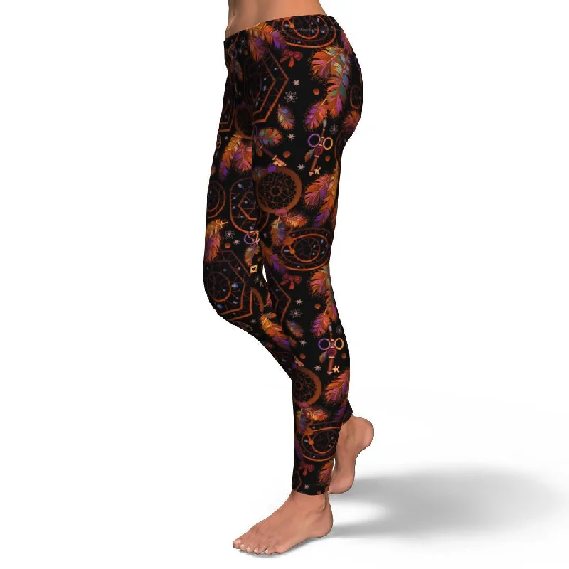 Tribal Dream Catcher Feather Pattern Print Pattern Women Leggings