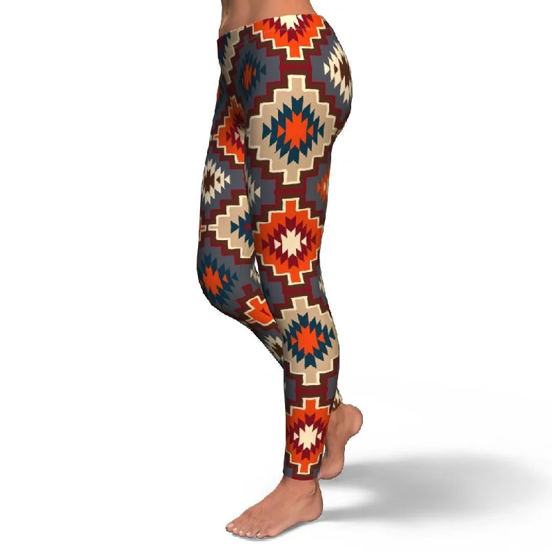 Tribal Indians Native American Aztec Navajo Print Pattern Women Leggings