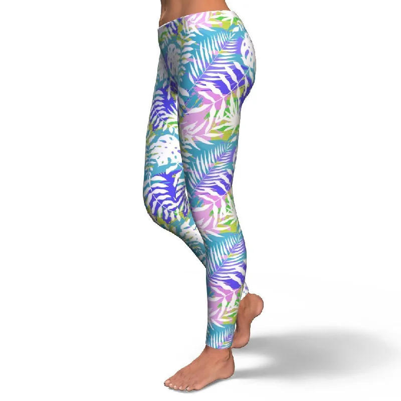 Tropical Palm Leaves Hawaiian Pattern Print Pattern Women Leggings