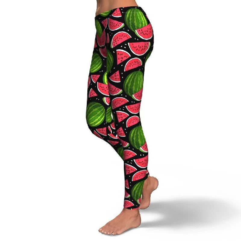 Watermelon Piece Black Pattern Print Pattern Women Leggings