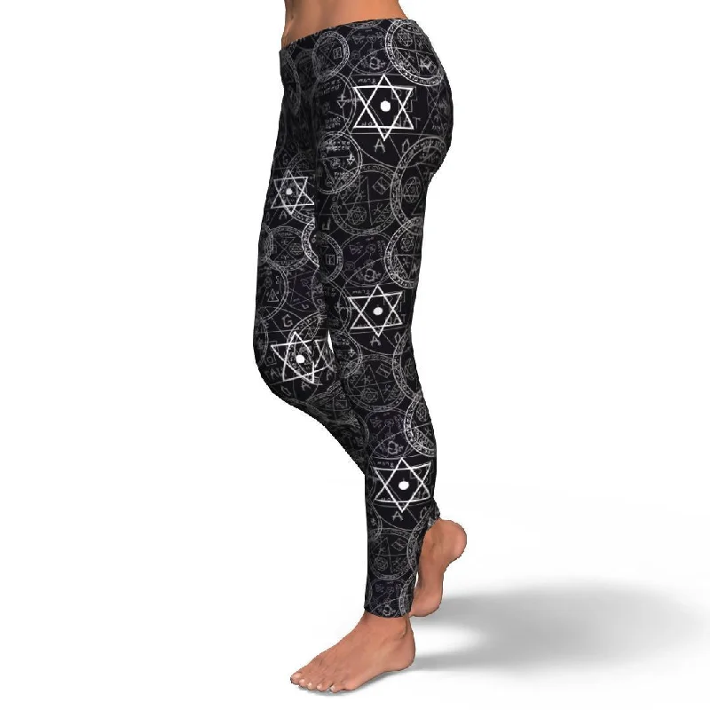 Wiccan Gothic Witch Pagan Pattern Print Pattern Women Leggings