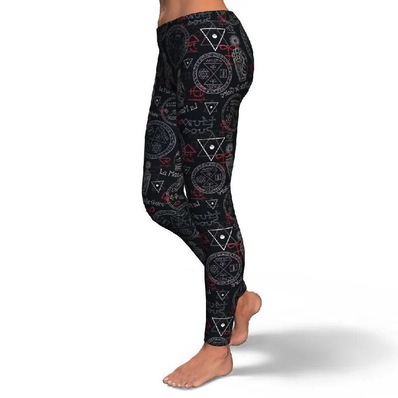 Witch Gothic Wiccan Pagan Pattern Print Pattern Women Leggings