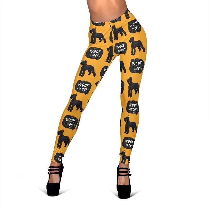 Woof Woof Schnauzer Dog Print Pattern Women Leggings