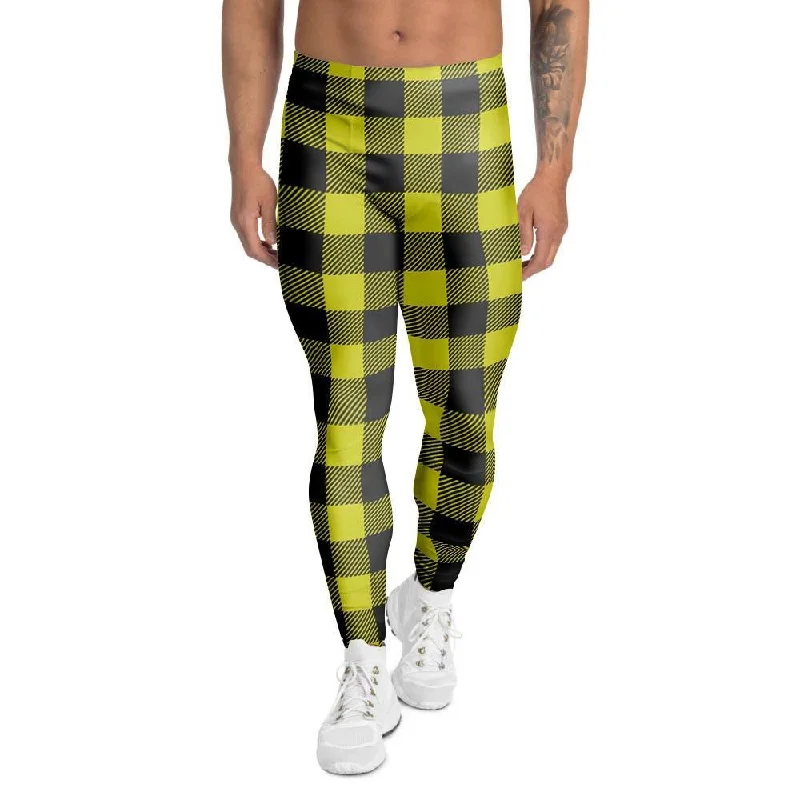 Yellow Plaid Men's Leggings